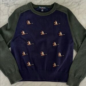 Brooks Brothers Green and Blue Sweater with Embroidered Ducks